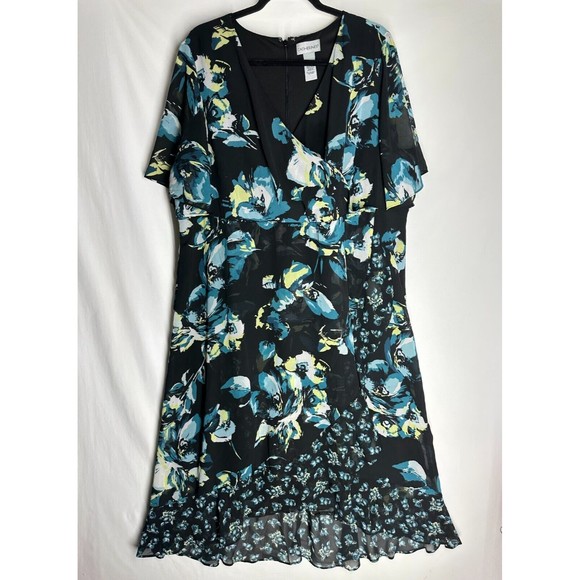 Catherines Wrap Style Floral Print Summer Dress Fully Lined Size 22W - Picture 6 of 7